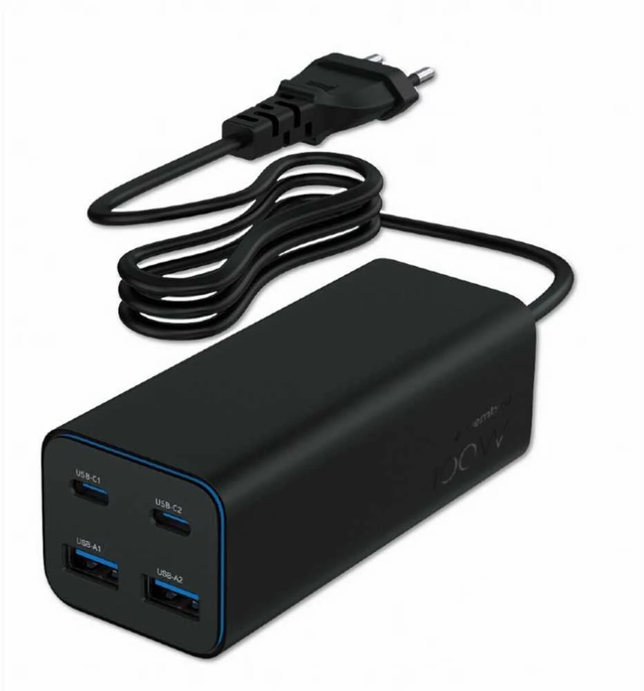 Gembird GaN 4x USB maitinimo šaltinis 100W, juodas