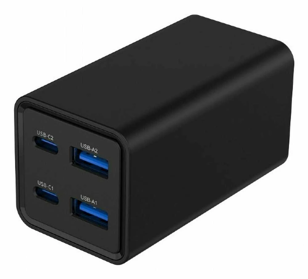 „Gembird“ USB PD USB C tipo, 4x USB, 65 W, GaN, juodas