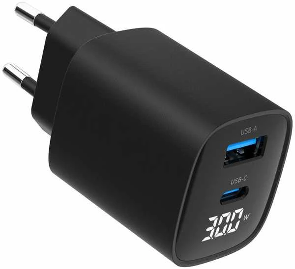 Gembird USB QC3.0 Type-C 30W PD LCD juodas