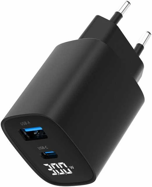 Gembird USB QC3.0 Type-C 30W PD LCD juodas