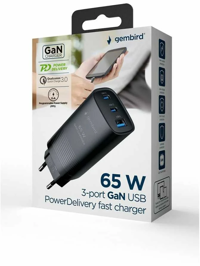 GEMBIRD 2 prievadų USB automobilinis greitas įkroviklis 18W