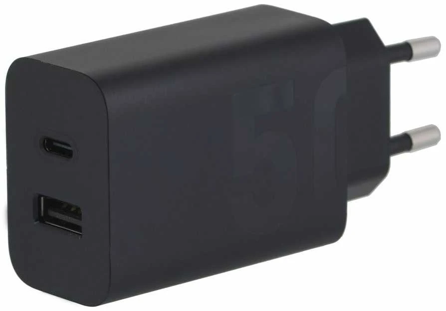 Įkroviklis Motorola TurboPower 50W dvigubas USB-C/USB-A su USB-C laidu 1m juodos spalvos