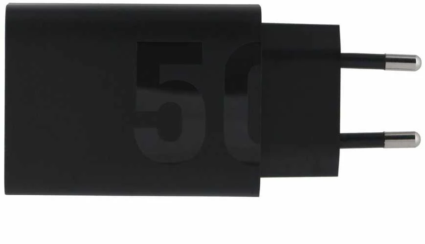Įkroviklis Motorola TurboPower 50W dvigubas USB-C/USB-A su USB-C laidu 1m juodos spalvos