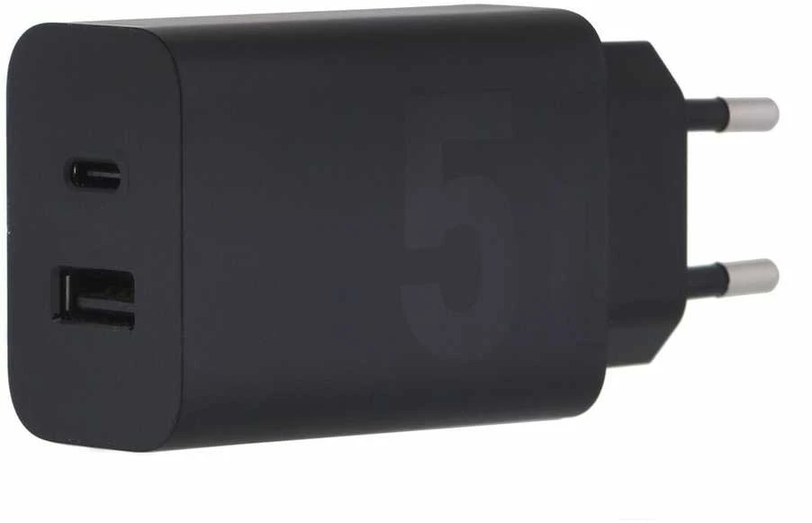 Įkroviklis Motorola TurboPower 50W dvigubas USB-C/USB-A su USB-C laidu 1m juodos spalvos