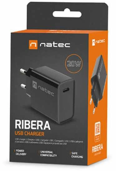 NATEC USB įkroviklis Ribera USB-C 20W Power Delivery juodas