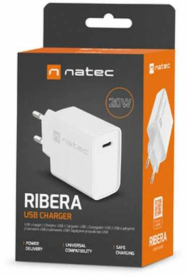 NATEC USB įkroviklis Ribera USB-C Maitinimas 20W baltas