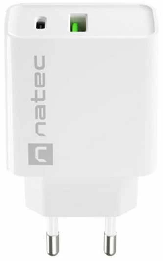 NATEC USB įkroviklis Ribera USB-A+USB-C Maitinimas 20W baltas