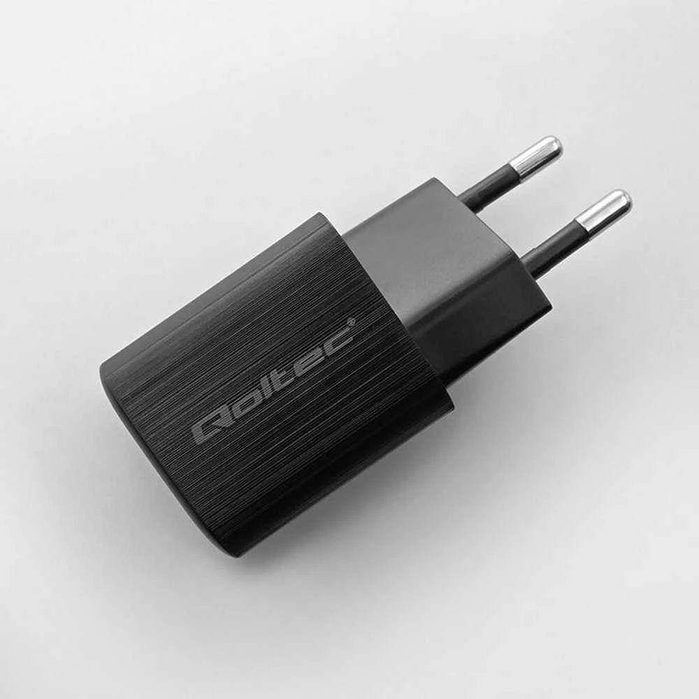QOLTEC 50764 GaN ULTRA 35W charger / 5-20V / 2.25 3A / 1 x USB type C PD / 1x USB / Juodas