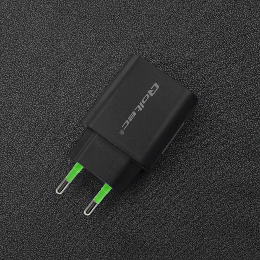 QOLTEC 51713 Charger 18W 5-12V 1.5-3A USB type C PD USB QC 3.0 Juodas