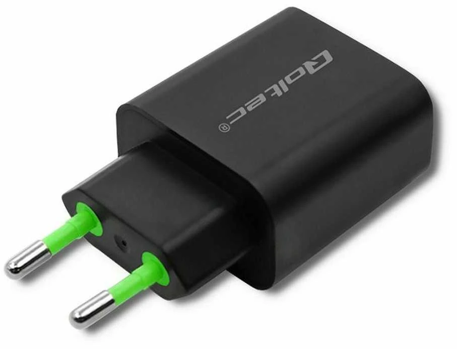 QOLTEC 51713 Charger 18W 5-12V 1.5-3A USB type C PD USB QC 3.0 Juodas