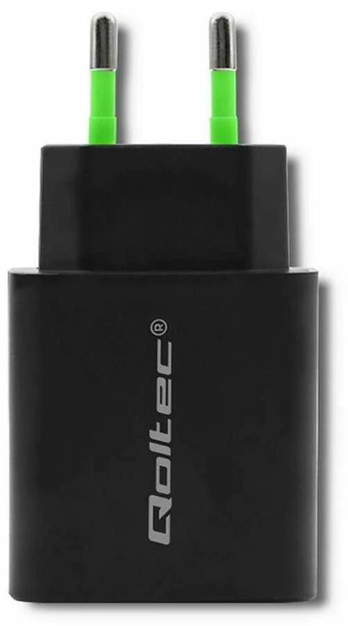 QOLTEC 51713 Charger 18W 5-12V 1.5-3A USB type C PD USB QC 3.0 Juodas