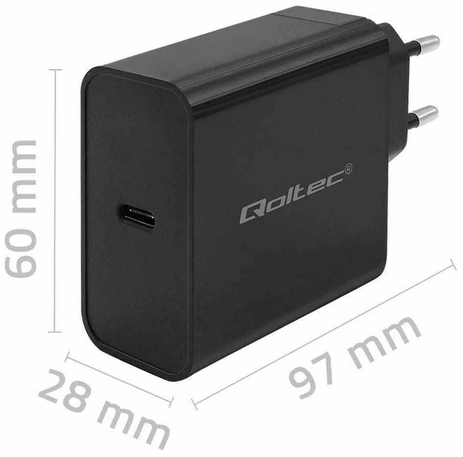 Maitinimo Adapteris - Qoltec 52379 65W PD Įkroviklis USB-C Juodas