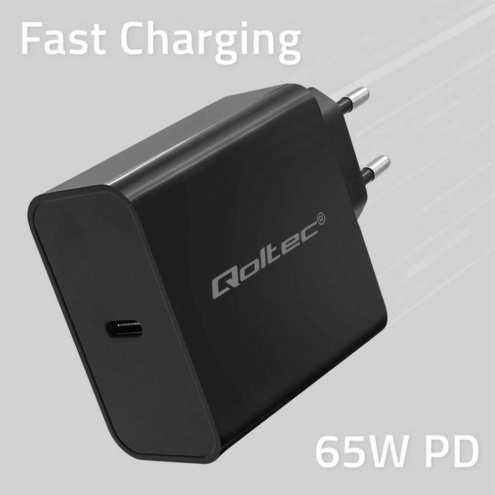 Maitinimo Adapteris - Qoltec 52379 65W PD Įkroviklis USB-C Juodas