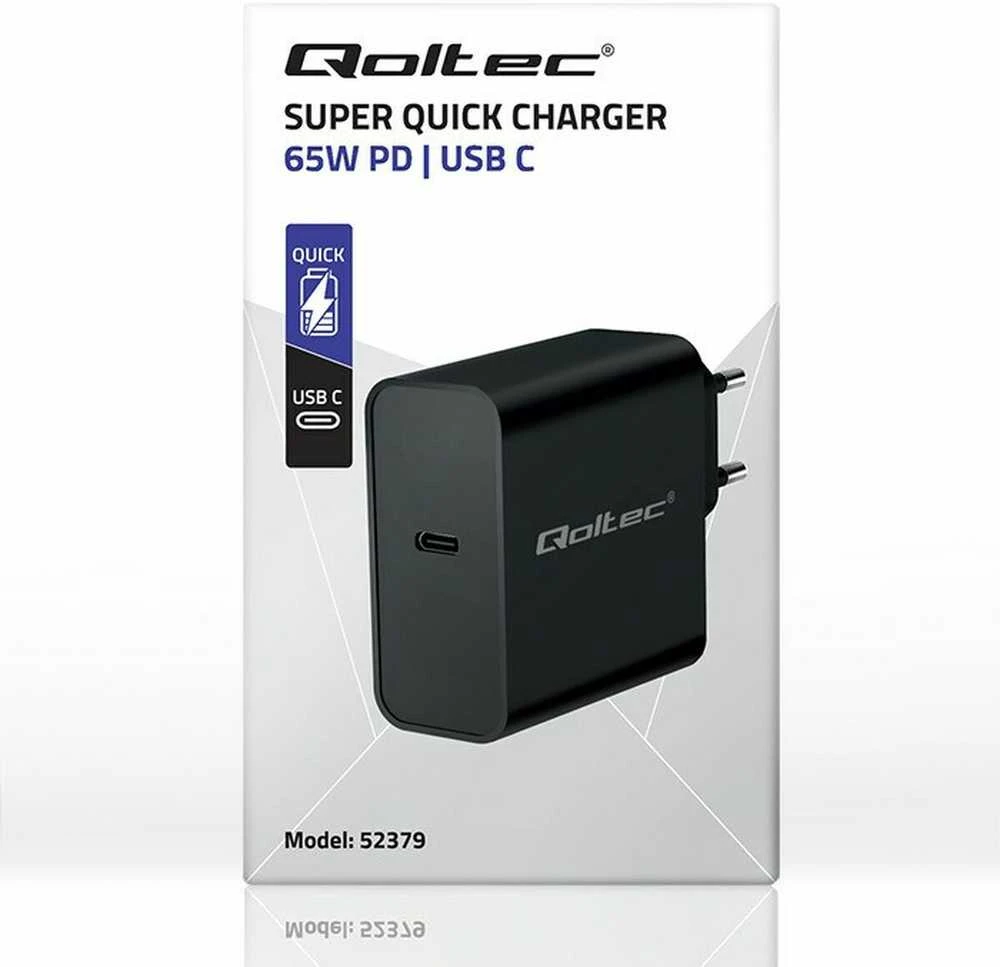 Maitinimo Adapteris - Qoltec 52379 65W PD Įkroviklis USB-C Juodas