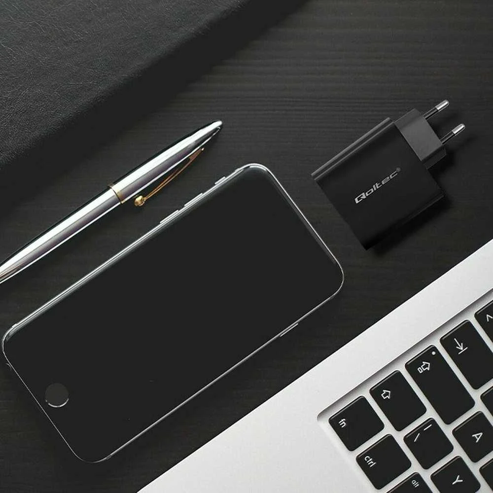 Įkroviklis - Qoltec 52381 90W PD 1xUSB-C 1xUSB Juodas