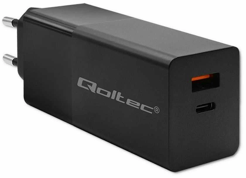 Įkroviklis - Qoltec 52382 GaN 100W PD USB Type-C ir A Juodas