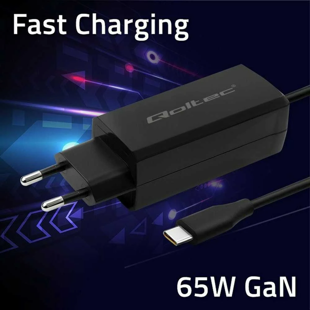 „Qoltec 52419“ 65 W „GaN“ itin greitas įkroviklis | 5–20 V | 3–3,25 A | USB-C 3.1