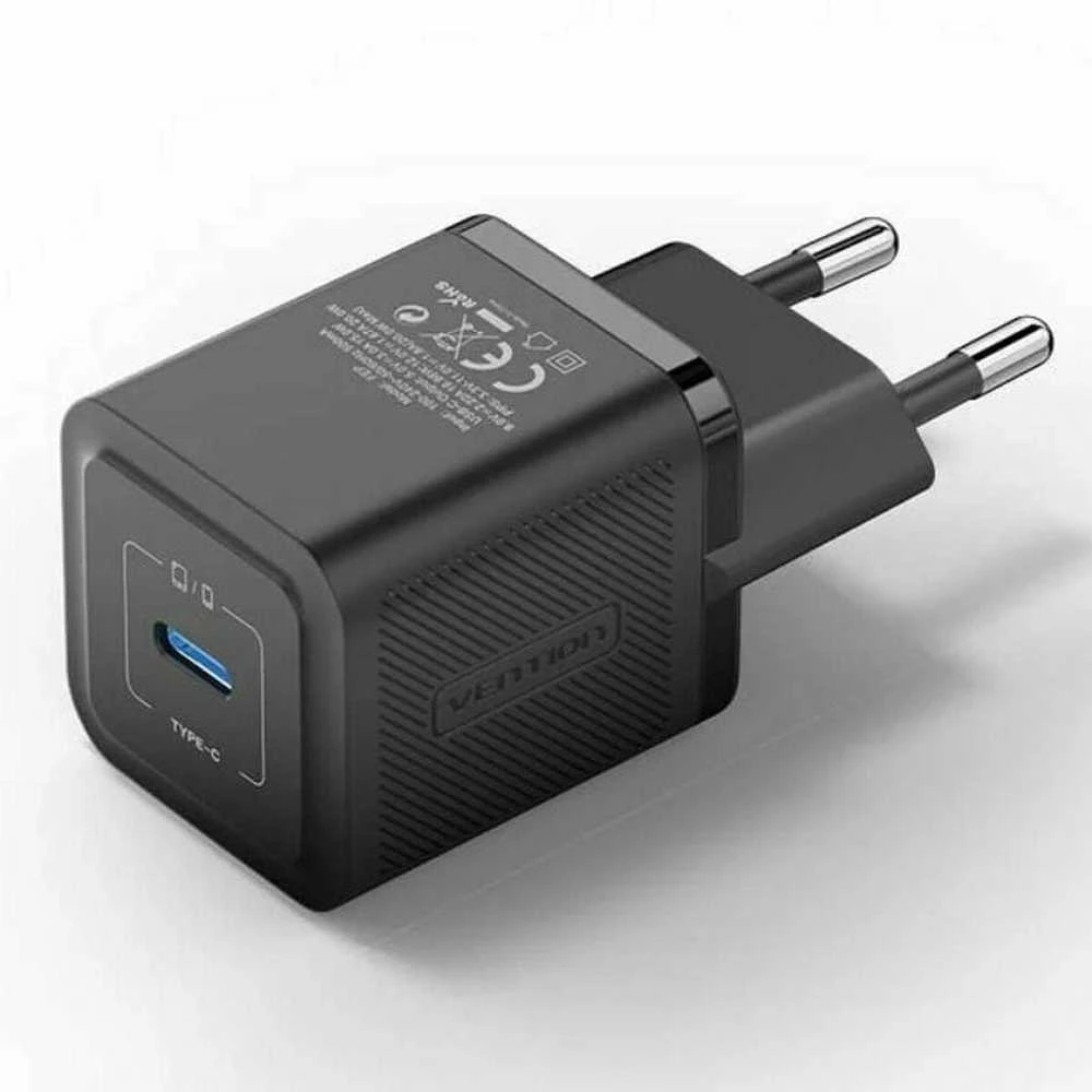 Vention Sieninis įkroviklis, ventiliacija, FEPB0-EU, USB-C, 20 W, GaN (juodas)