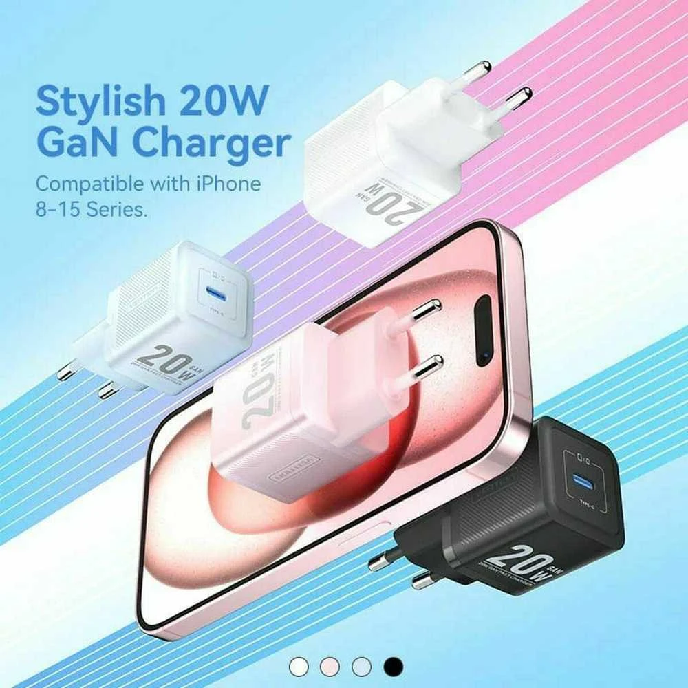 Vention Sieninis įkroviklis, ventiliacija, FEPB0-EU, USB-C, 20 W, GaN (juodas)