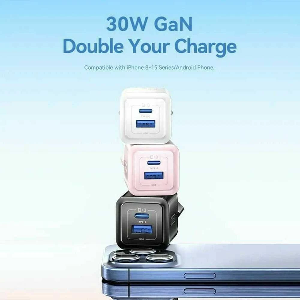 Vention Sieninis įkroviklis, ventiliacija, FEQW0-EU, USB-C + USB-A, 30W/30W, GaN (balta)