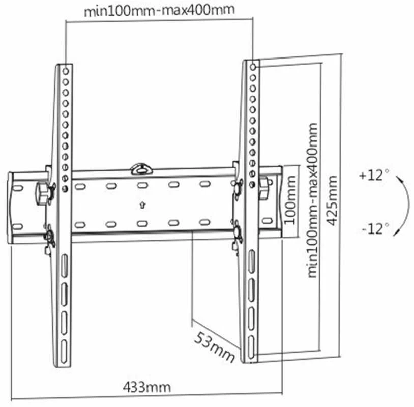 Gembird | Sieninis laikiklis | WM-55T-02 | 32-55 " | Maksimalus svoris (talpa) 40 kg | Juodas