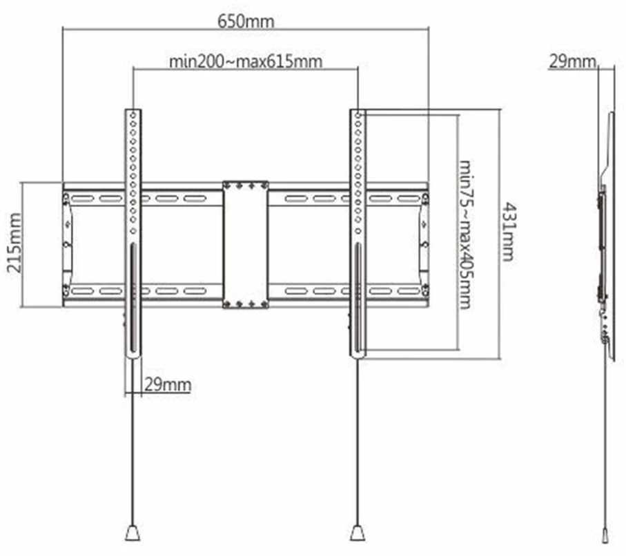 Gembird | Sieninis laikiklis | WM-80F-01 | Fiksuotas | 37-80 " | Maksimalus svoris (talpa) 70 kg | Juodas