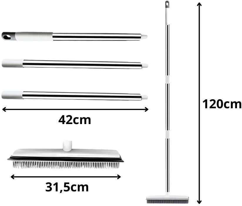 Silikoninė guminė šluota šlavimui su metaline rankena 120 cm