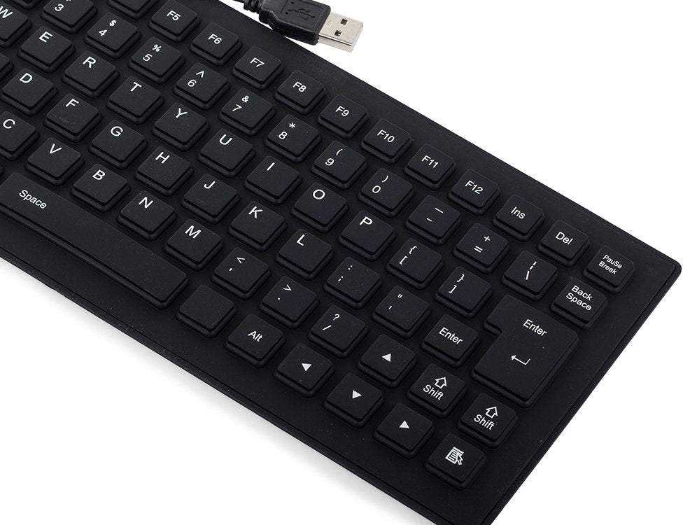 Silikoninė USB klaviatūra, juoda, 35,5x13,5 cm