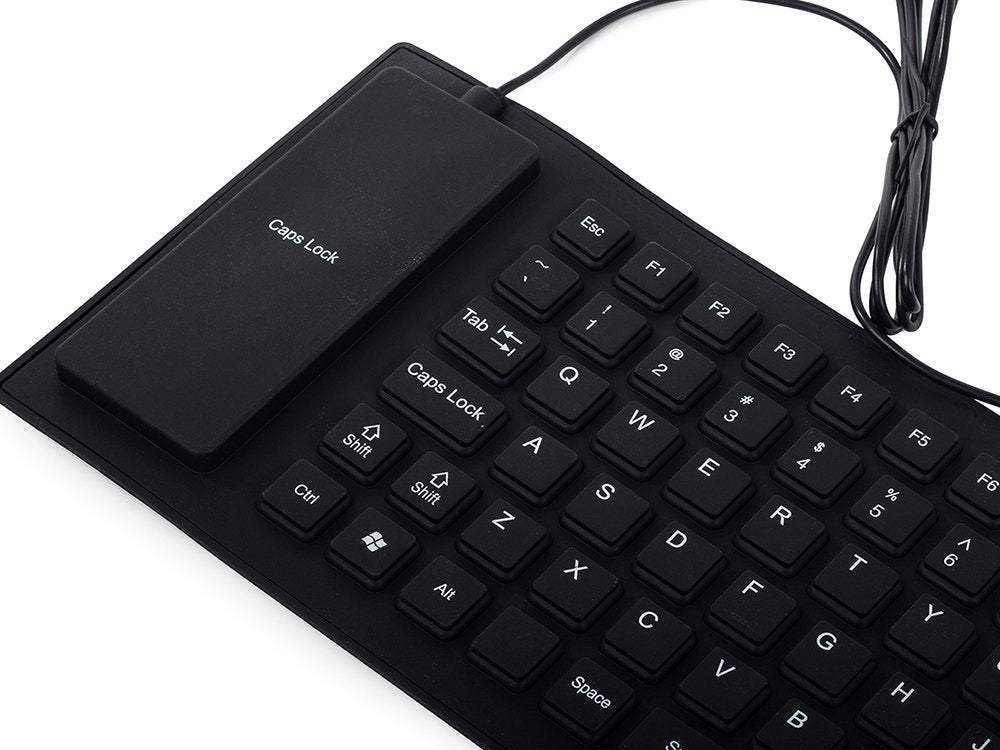 Silikoninė USB klaviatūra, juoda, 35,5x13,5 cm