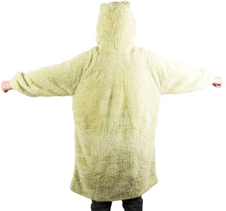 Šiltas oversize XL pledas su gobtuvu, žalia