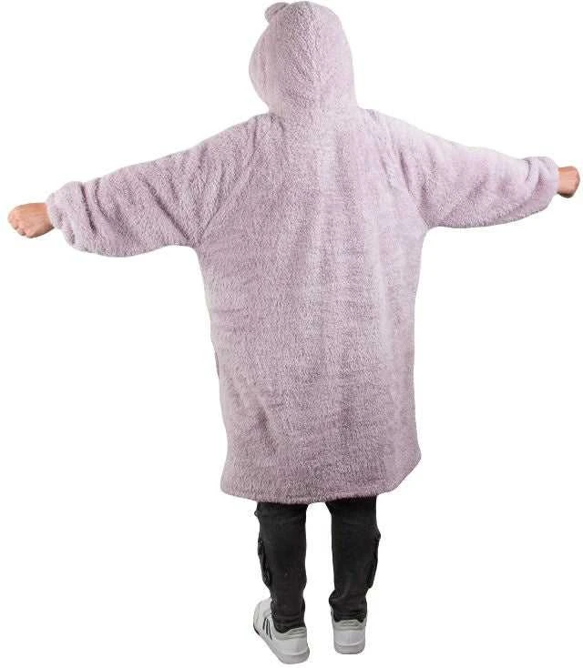 Minkštas ir šiltas oversize pledas su gobtuvu, violetinis