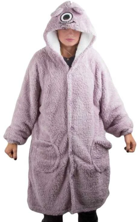 Minkštas ir šiltas oversize pledas su gobtuvu, violetinis