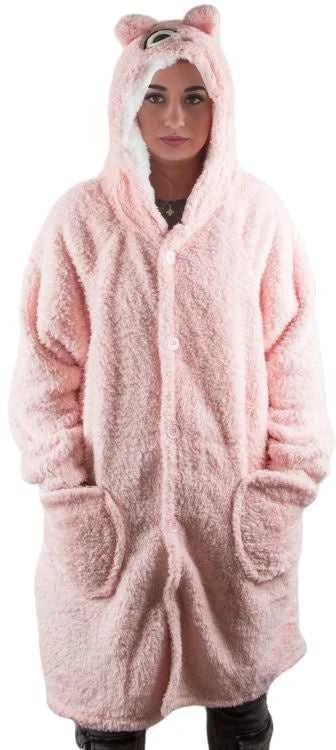 Šiltas oversize XL pledas su gobtuvu, rožinė