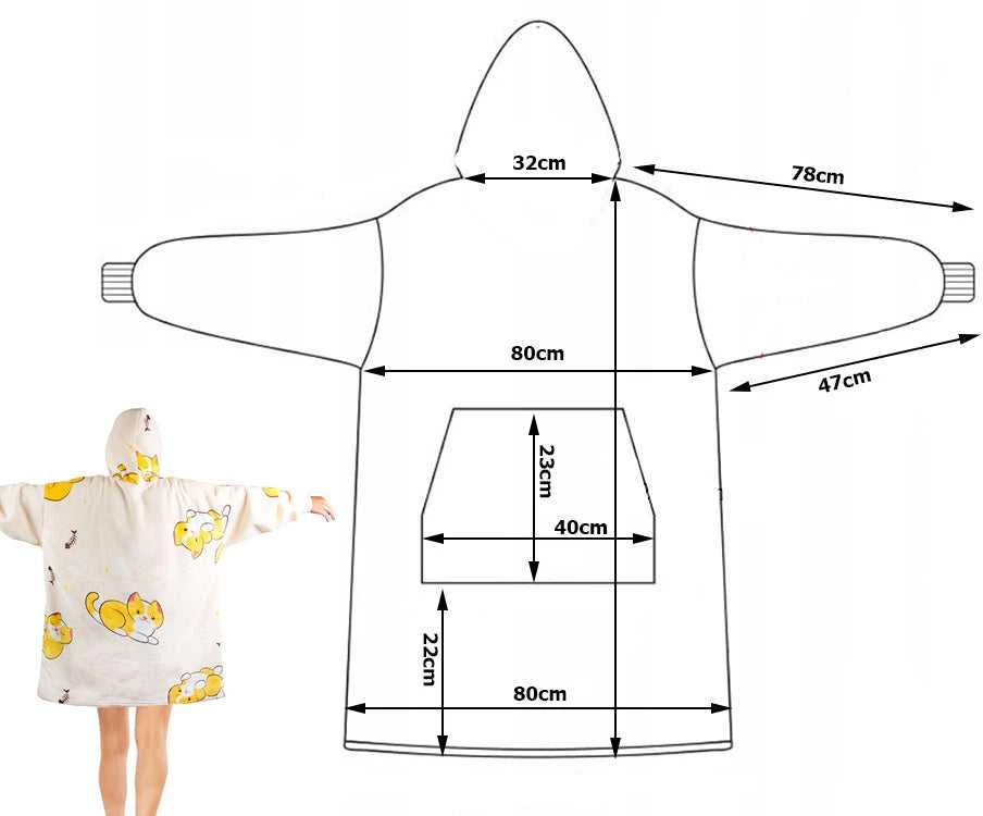 Šiltas oversize džemperis su gobtuvu XXL dydžio
