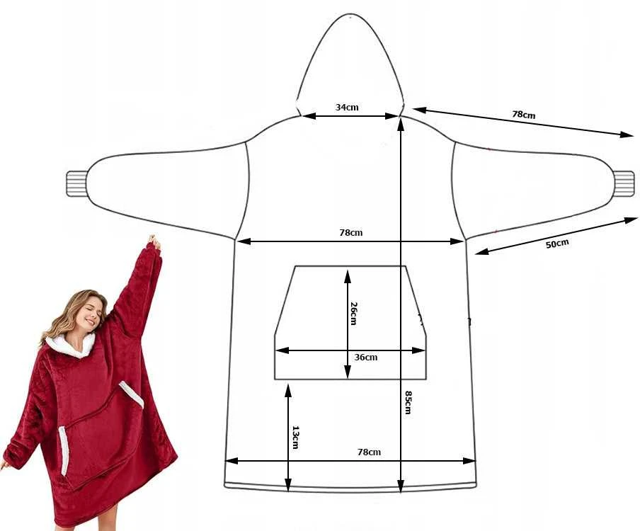 Šiltas oversize pledas su gobtuvu