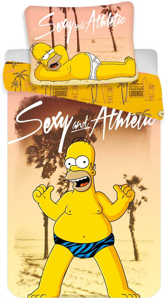 Patalynė bawełniana 140x200 Homer Simpson na plaży 9351 Simpsonowie poszewka 70x90