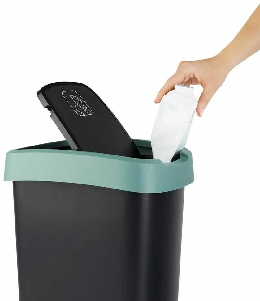 Šiukšliadėžė Rotho Twist, juoda/tamsiai žalia, 25 l