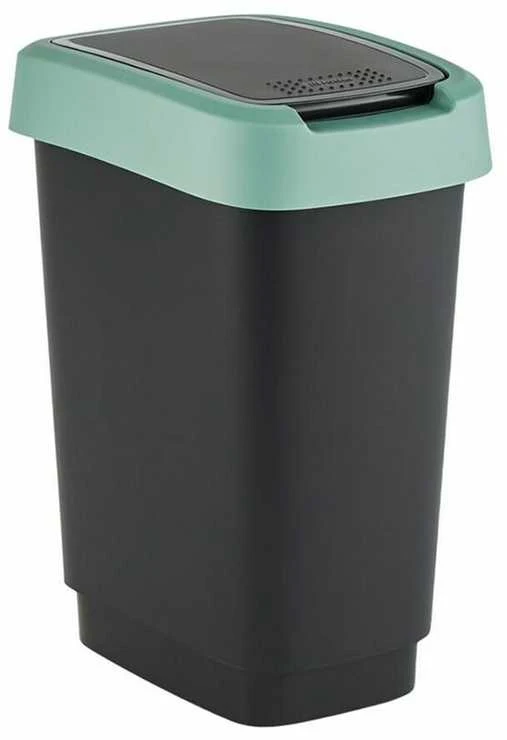 Šiukšliadėžė Rotho Twist, juoda/tamsiai žalia, 10 l