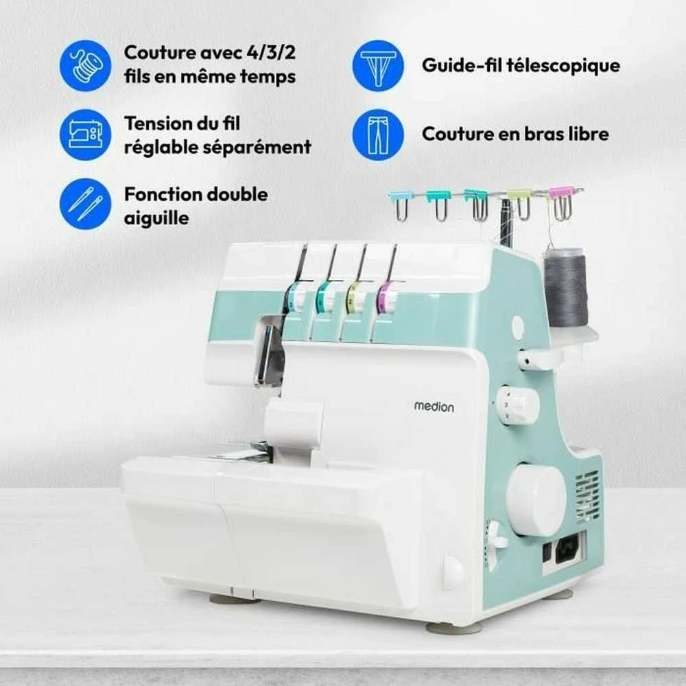 Siuvimo mašina Medion LIFE® MD19169 Overlock-Nähmaschine SO90 türkis