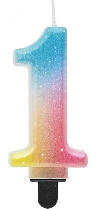Gimtadienio žvakė numeris 1 pastelinė ombre Party GODAN SF-OPA1