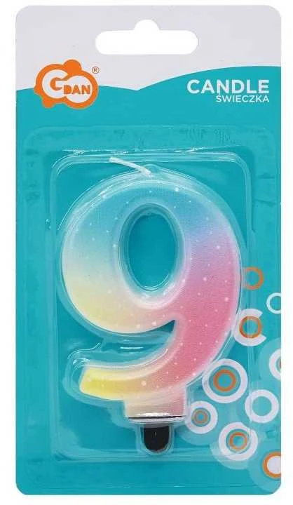 GoDan žvakė numeris 9 ombre pastelinė 8cm SF-OPA9 74946