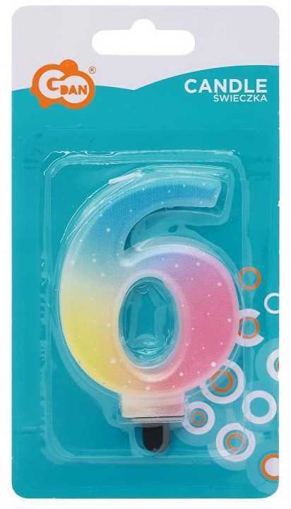 GoDan Candle Number 6 ombre pastelinė 8cm SF-OPA6 74885