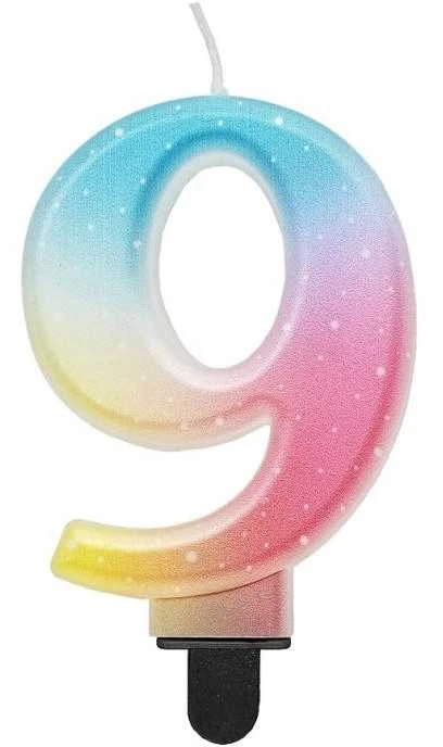 GoDan žvakė numeris 9 ombre pastelinė 8cm SF-OPA9 74946