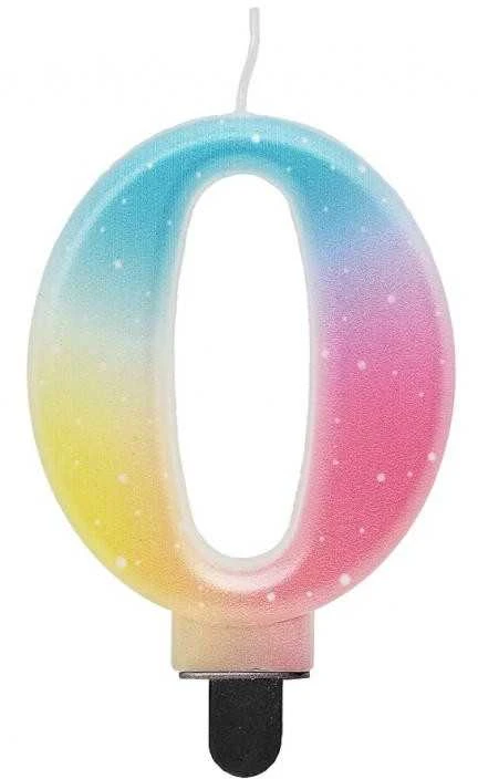 Gimtadienio žvakės numeris 0 pastelinė ombre Party GODAN SF-OPA0