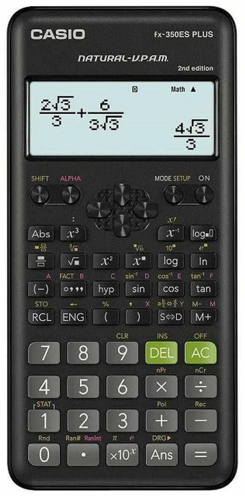 Skaičiuotuvas - Casio Fx-350ESPlus-2 Juodas, 12 Skaitmenų Ekranas
