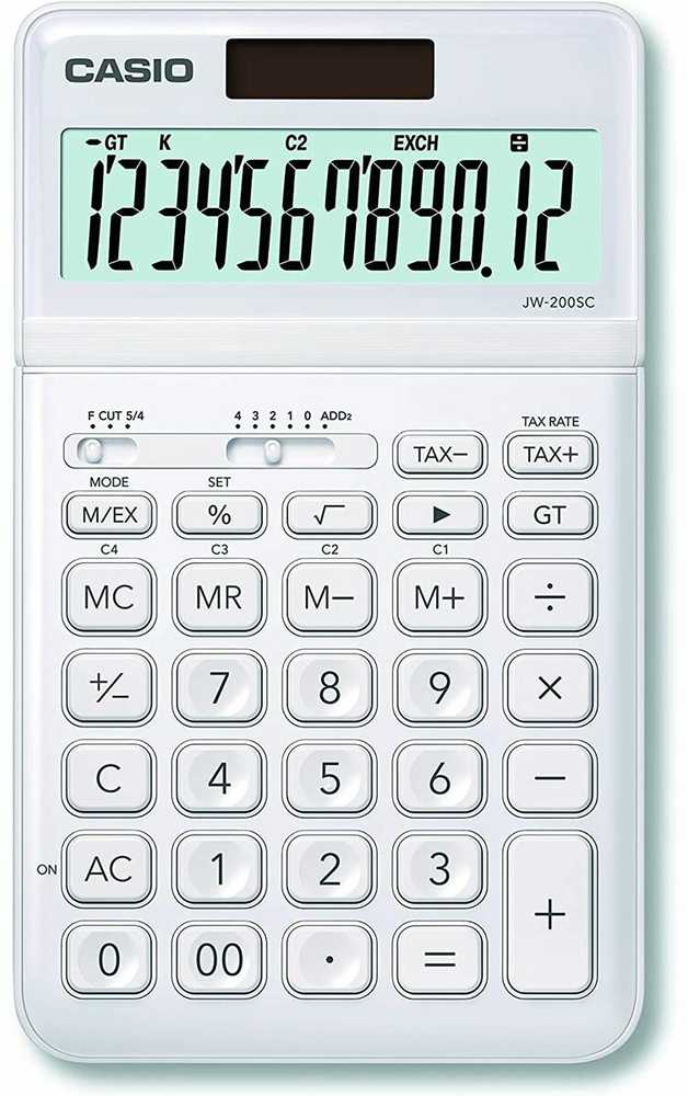 Stalinis skaičiuotuvas CASIO JW-200SC, balta sp.