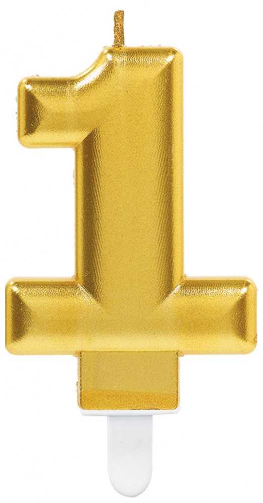 AMSCAN žvakė, auksinis numeris, viena - 1, universali