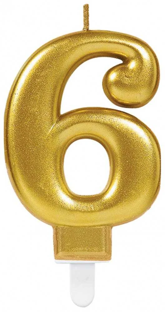 AMSCAN žvakė, aukso numeris 6 - 6, universali