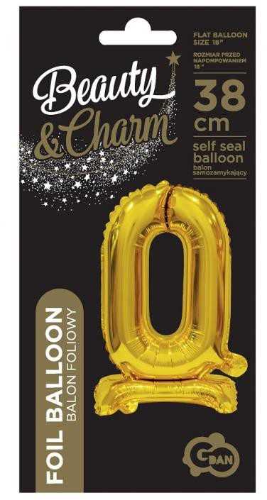 GoDan Balon foliowy B&C Cyfra stojaca "0" auksinė 38cm