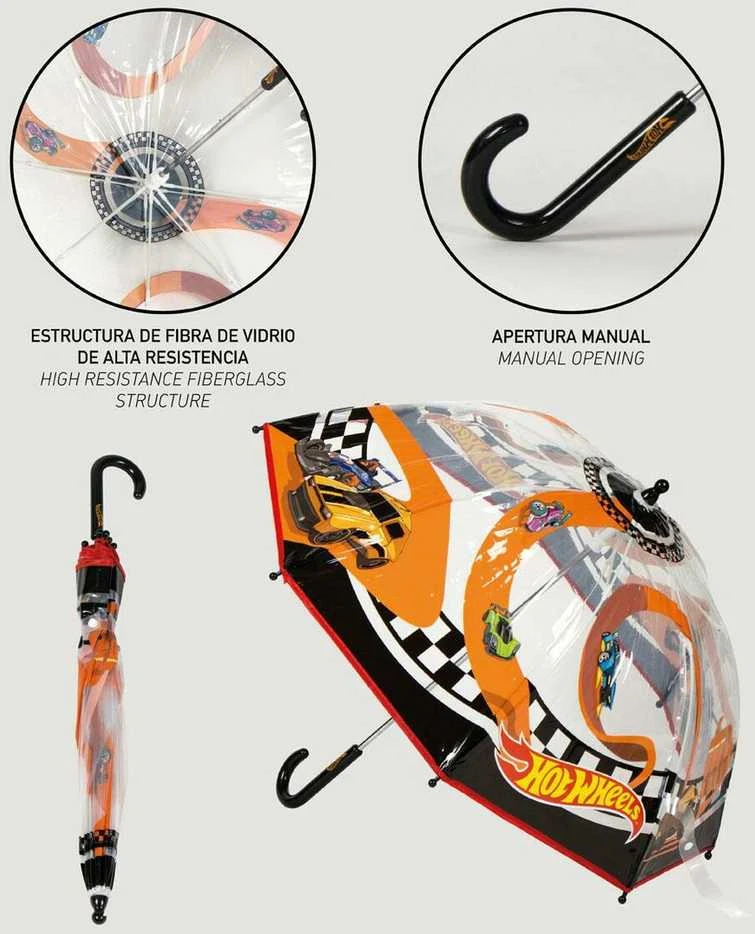 CERDÁ Hot Wheels manual bubble umbrella